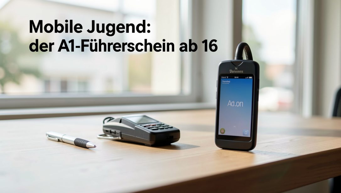 Geparkte 125er vor einem Berufsschulgebäude am Stadtrand von Fulda, Schulhof und Fahrradständer im Vormittagslicht